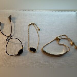 Kendra Scott Bundle of 3 Black and Gold Bracelets